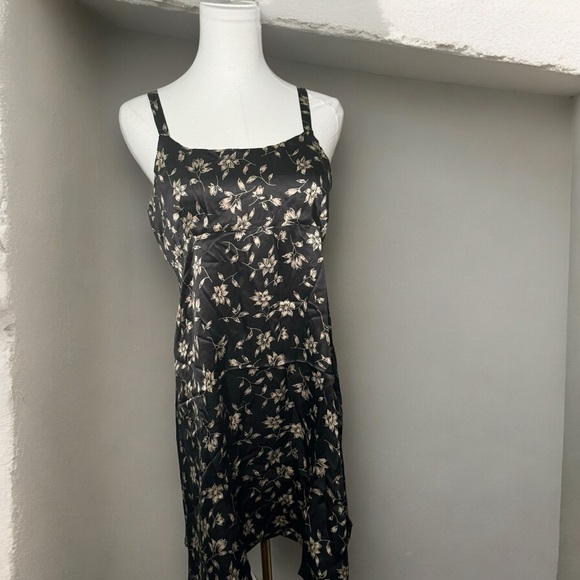 NWT ETAM y2k floral 100% silk slip dress L coquette - Picture 1 of 5